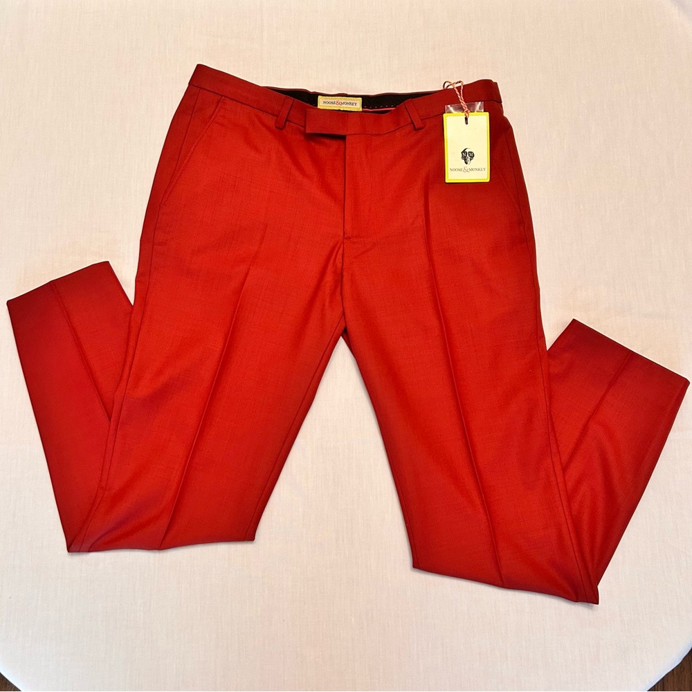 Noose & Monkey Men's Slim Pants Size 34S, 30” Inseam. Slimming Burgundy Unique